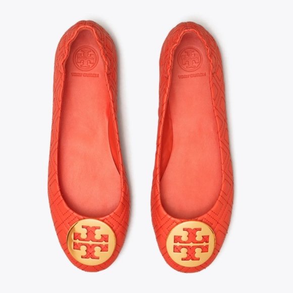 Tory Burch Minnie Travel Ballet Flat Quilted Leather in Bright Samba/Gol… - Picture 1 of 14